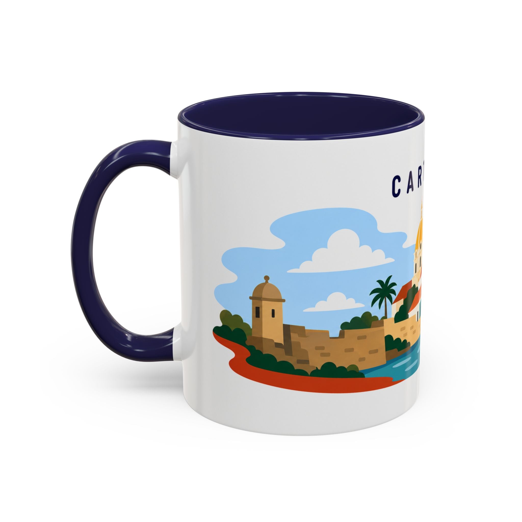 Cartagena Coffee Mug | Travel Destination Souvenir Gift | Accent Color Ceramic 11oz 15oz