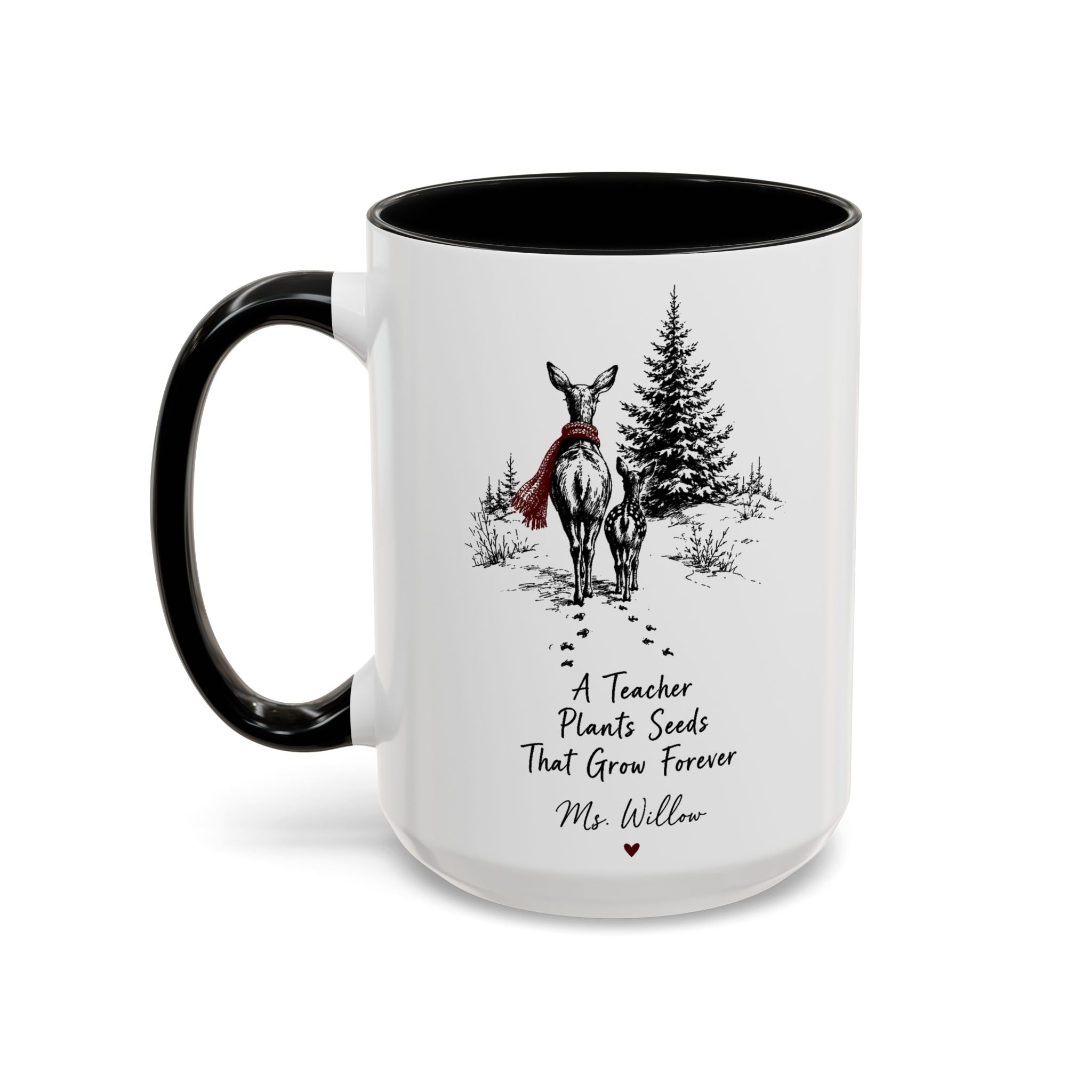 Personalized Deer Teacher Mug | You're Deer to My Heart | Custom Name Teacher Gift | 11oz 15oz