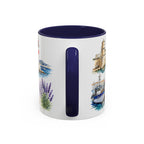 Marseille Illustrated Travel Mug | City Souvenir Accent Coffee Mug | 11oz 15oz Ceramic Cup