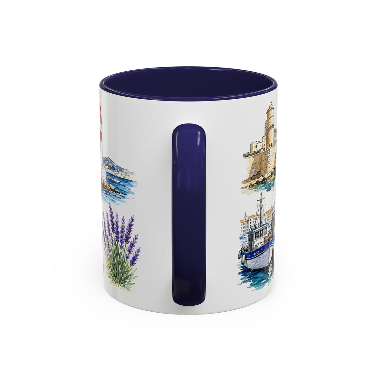 Marseille Illustrated Travel Mug | City Souvenir Accent Coffee Mug | 11oz 15oz Ceramic Cup