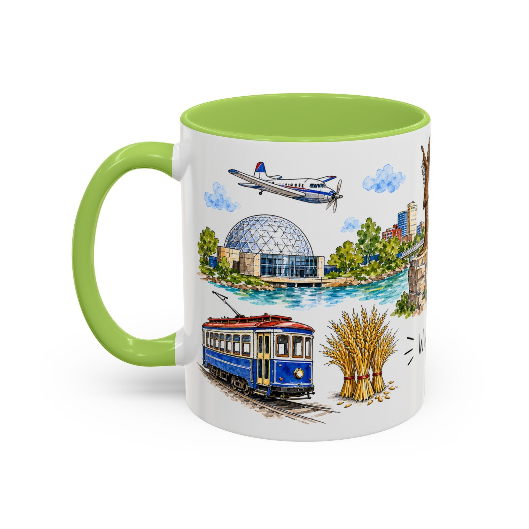 Wichita Illustrated Travel Mug | City Souvenir Accent Coffee Mug | 11oz 15oz Ceramic Cup