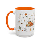 Floral Pumpkin Halloween Mug | Friendly Ghost Watercolor Gift | Accent Cup 11oz 15oz
