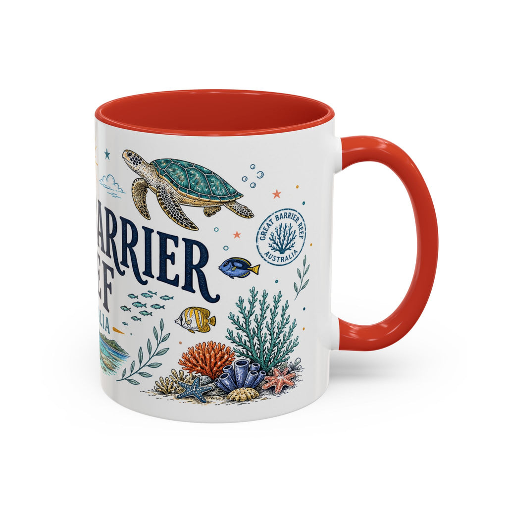 Great Barrier Reef Coffee Mug | Travel Destination Souvenir Gift | Accent Color Ceramic 11oz 15oz