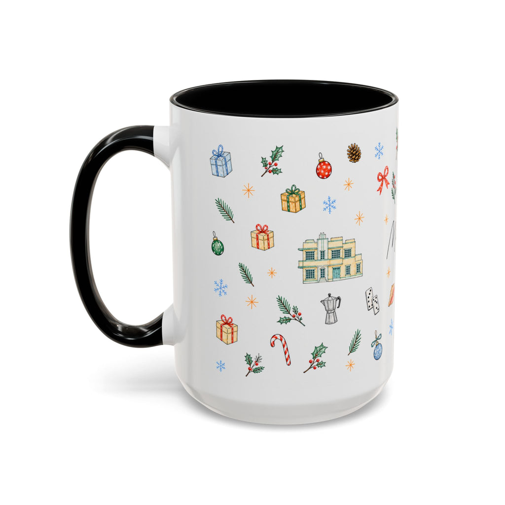 Miami Christmas Mug | Watercolor Art Deco City Souvenir (11oz/15oz)
