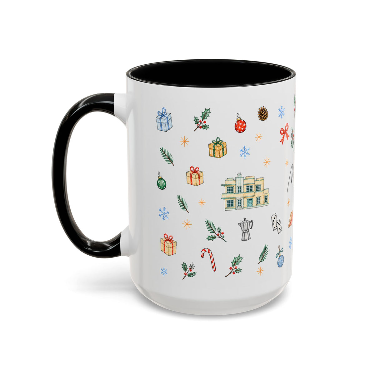 Miami Christmas Mug | Watercolor Art Deco City Souvenir (11oz/15oz)