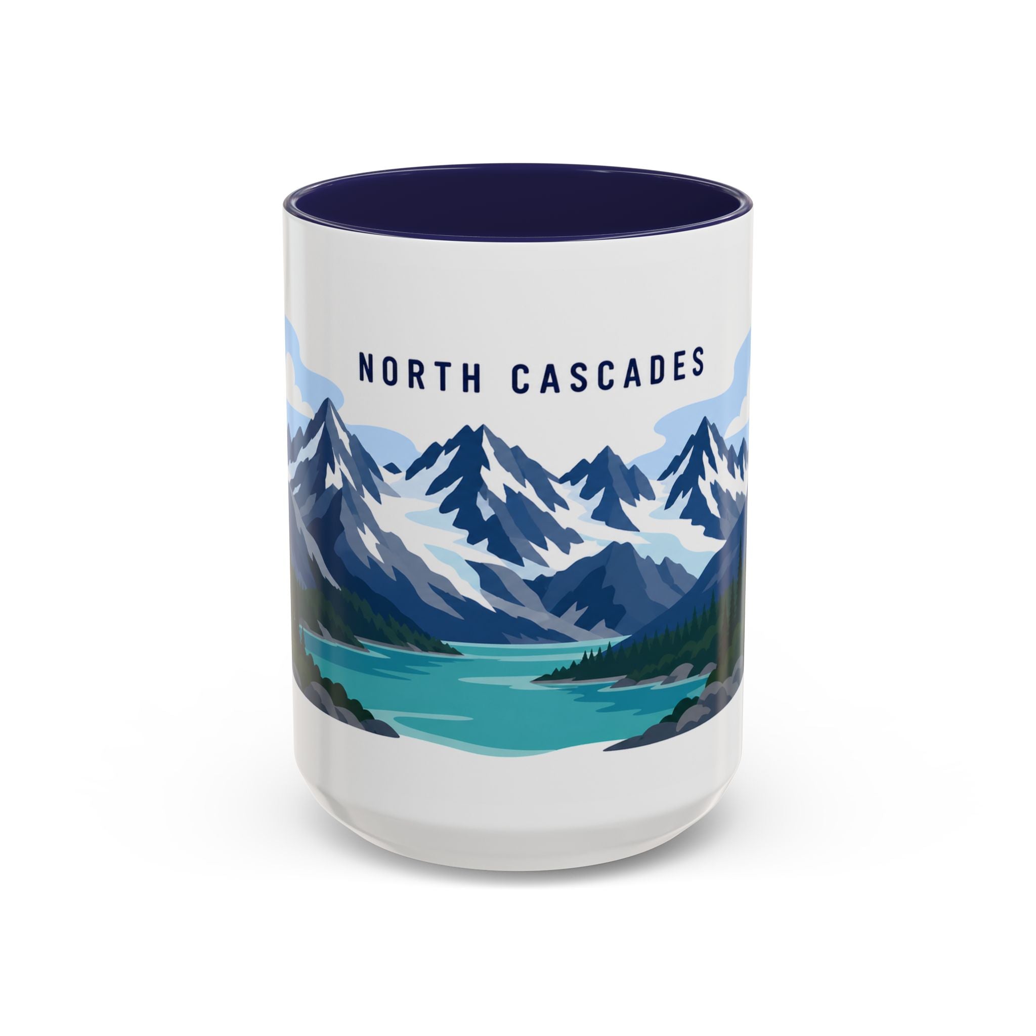 North Cascades National Park Coffee Mug | Solid Color Block Park Souvenir | 11oz 15oz Accent Mug