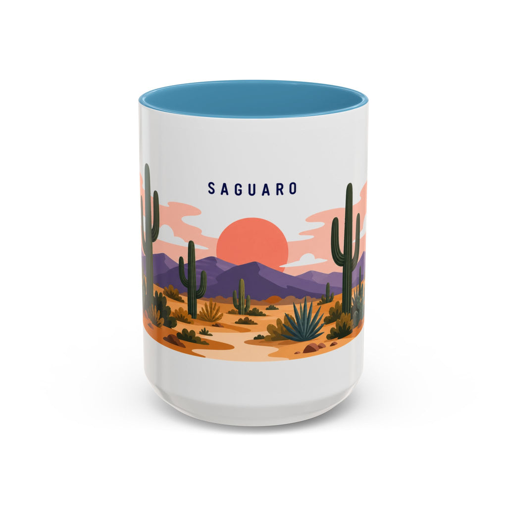 Saguaro National Park Coffee Mug | Solid Color Block Park Souvenir | 11oz 15oz Accent Mug