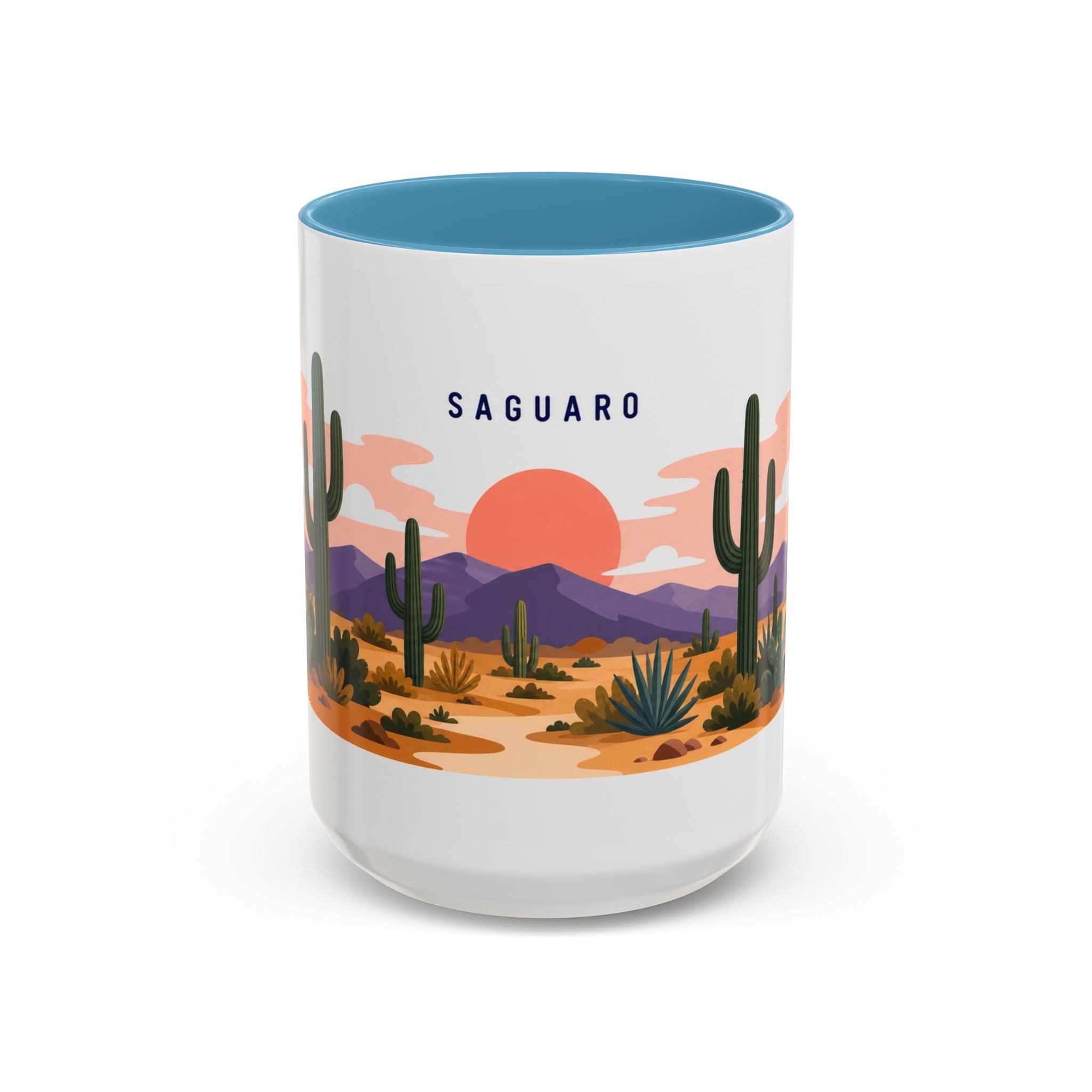 Saguaro National Park Coffee Mug | Solid Color Block Park Souvenir | 11oz 15oz Accent Mug