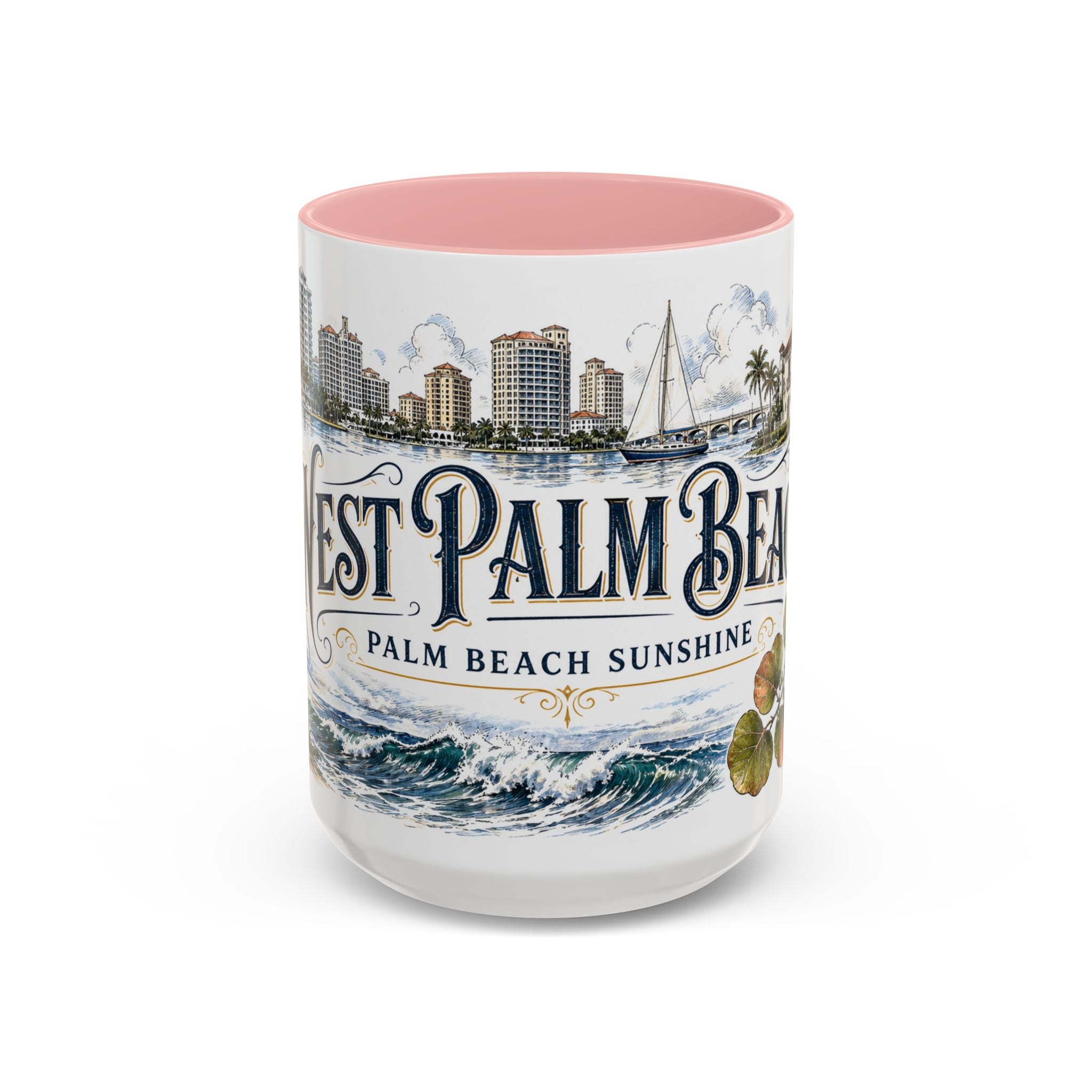 West Palm Beach Coffee Mug | United States Travel Souvenir | Vintage Illustrated City Gift | 11 oz 15 oz Accent Mug