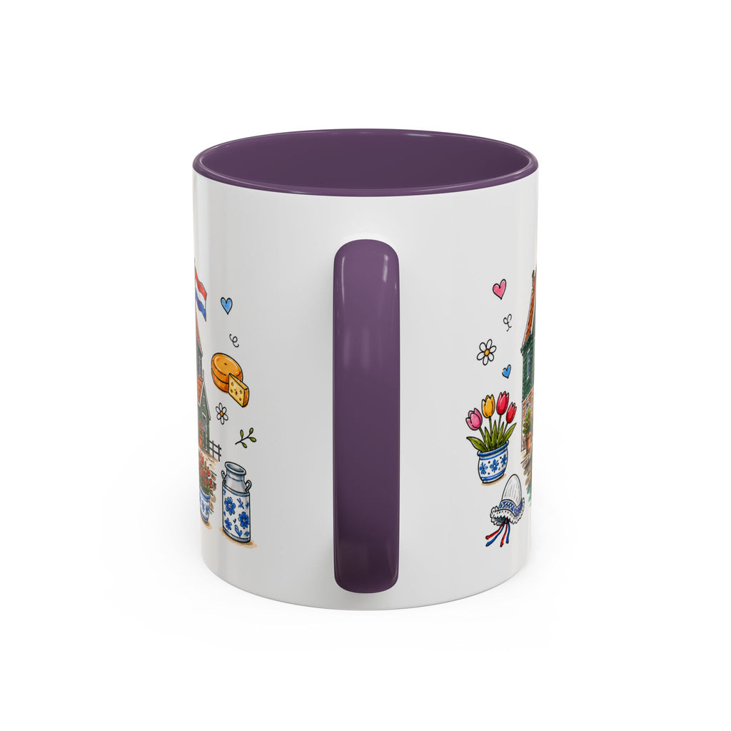 Volendam Illustrated Travel Mug | Netherlands Souvenir Accent Coffee Mug | 11oz 15oz Ceramic Cup