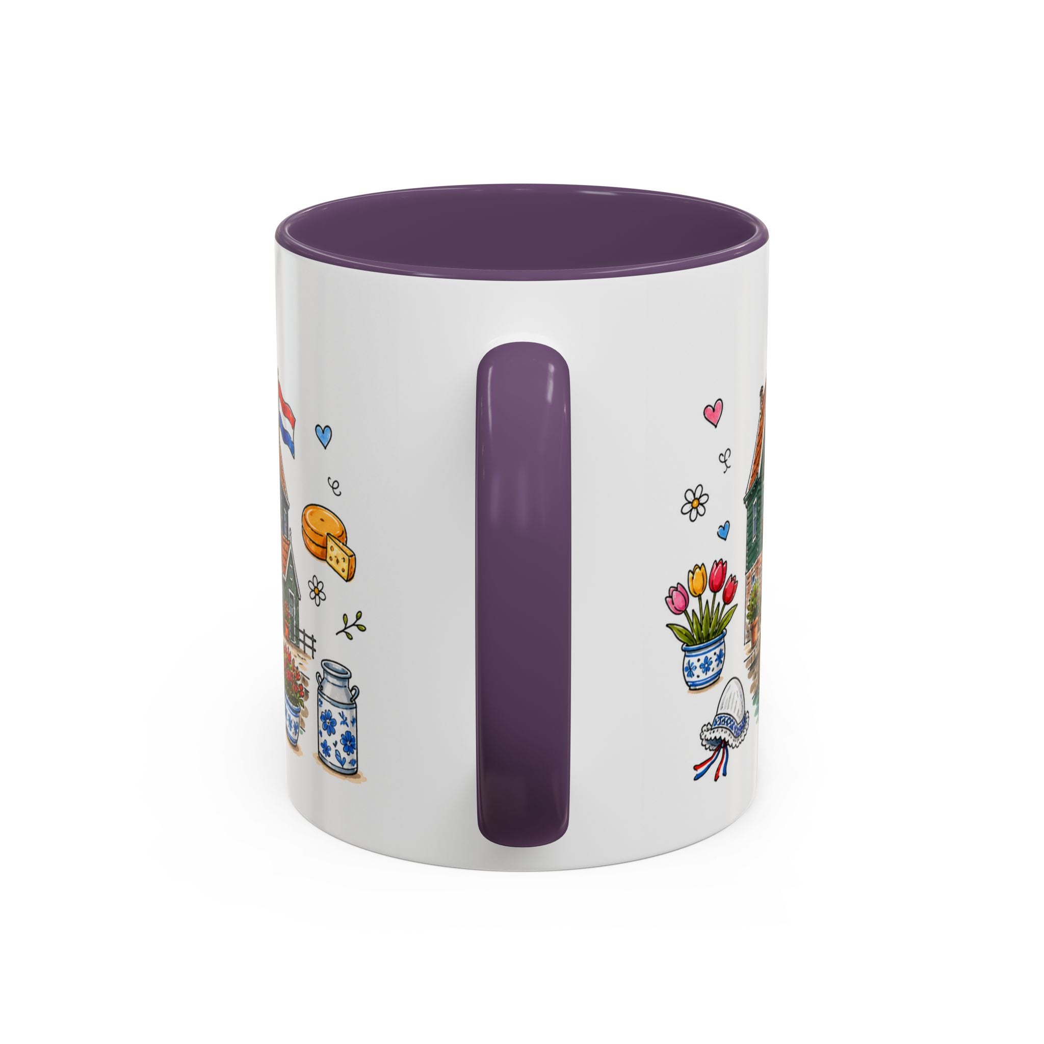 Volendam Illustrated Travel Mug | Netherlands Souvenir Accent Coffee Mug | 11oz 15oz Ceramic Cup