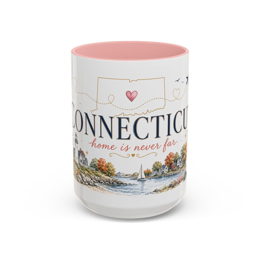 Connecticut State Map Mug | Botanical Accent Coffee Cup (11oz 15oz)
