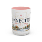 Connecticut State Map Mug | Botanical Accent Coffee Cup (11oz 15oz)