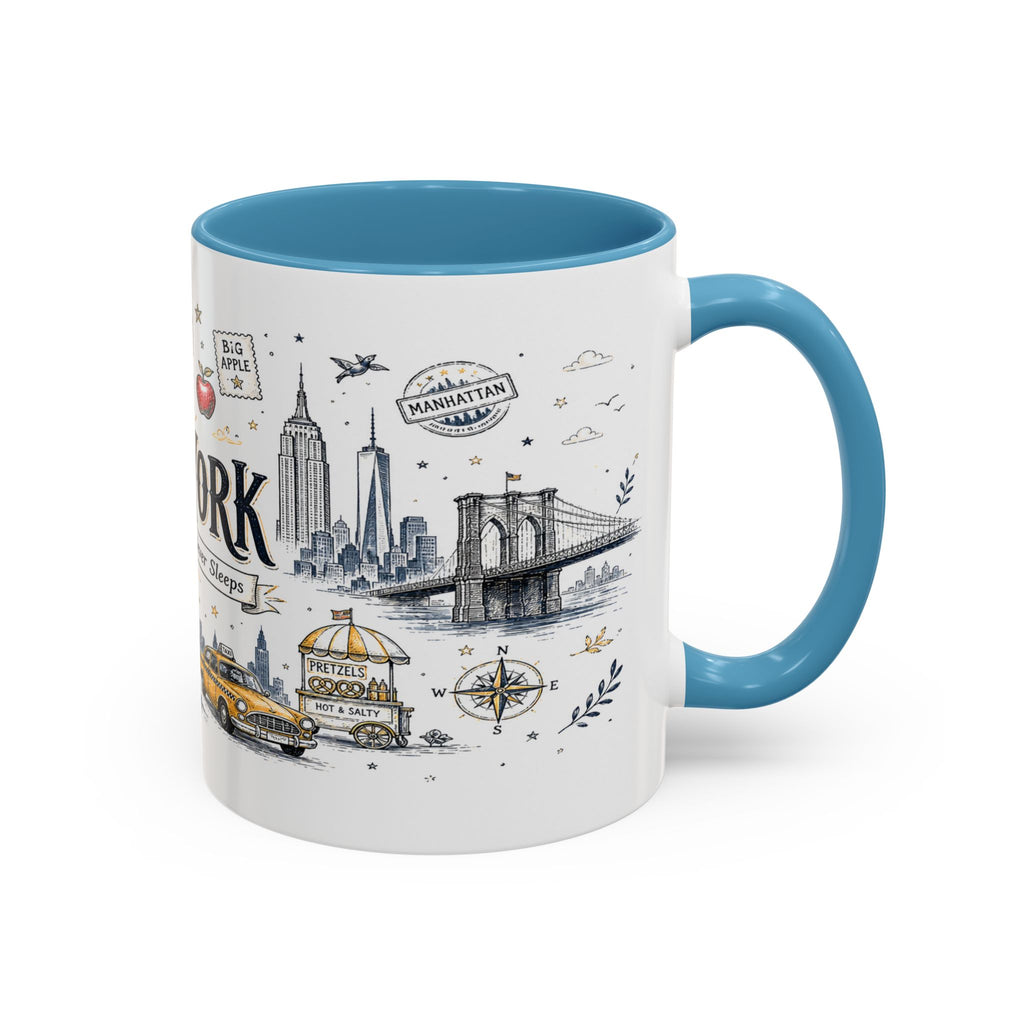 New York City Coffee Mug | New York Souvenir Travel Gift | Accent Color Ceramic 11oz 15oz