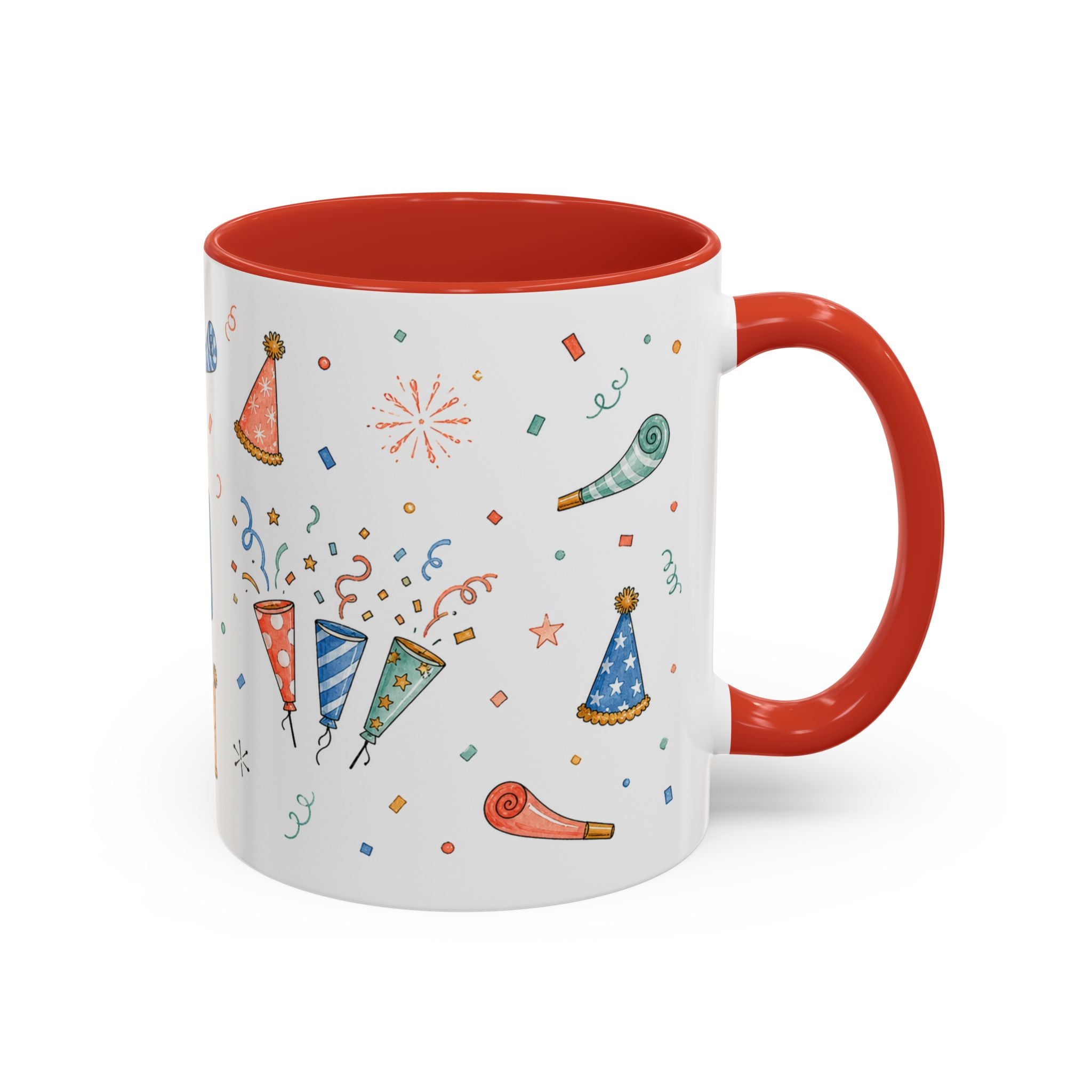 New Year Party Mug | Balloon Popper Watercolor Celebration Gift | Accent Cup 11oz 15oz