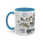 Rocky Mountain Coffee Mug | National Park Hiking Camping Gift | Accent Color Ceramic 11oz 15oz