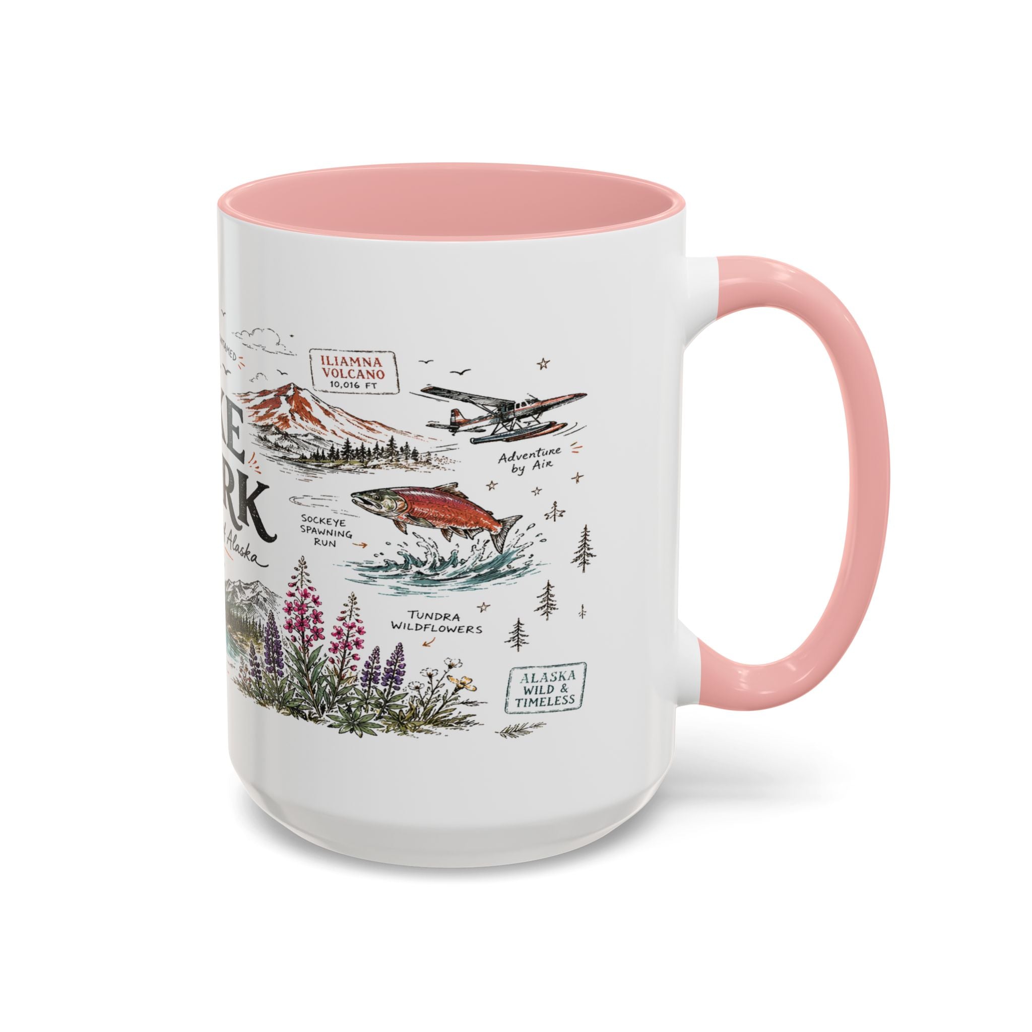 Lake Clark National Park Coffee Mug | Alaska Fly-in Wilderness Adventure Gift | Accent Color Ceramic 11oz 15oz