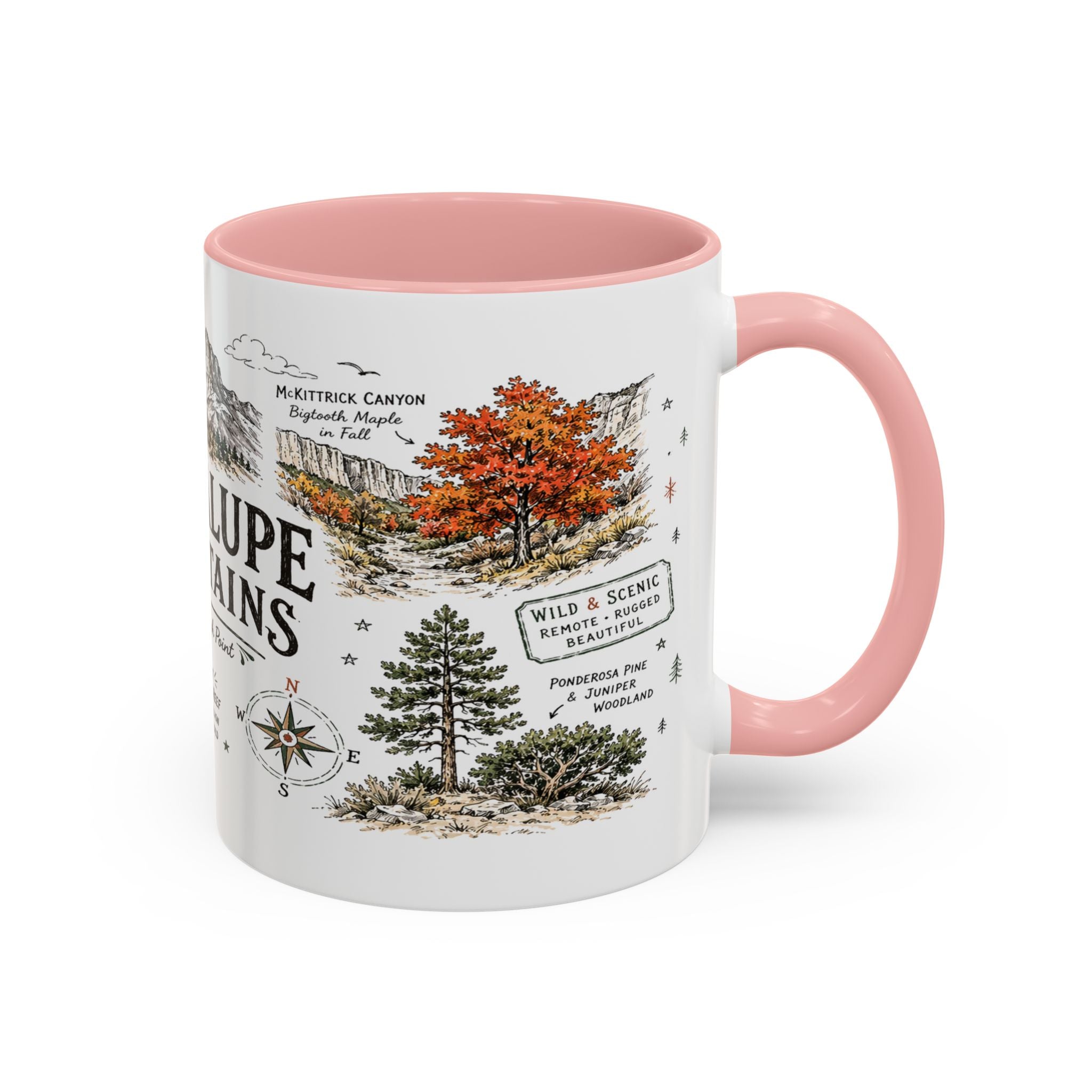 Guadalupe Mountains National Park Coffee Mug | Texas Desert Peaks Hiking Gift | Accent Color Ceramic 11oz 15oz