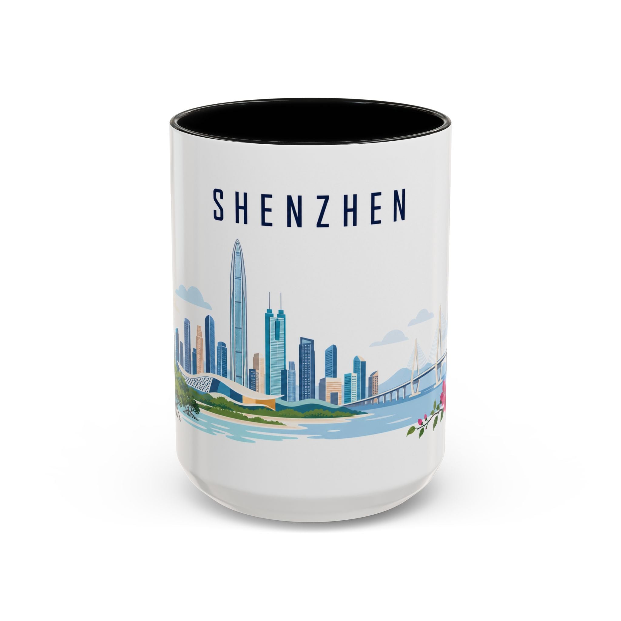 Shenzhen Coffee Mug | China Travel Souvenir | Porcelain Decal City Gift | 11oz 15oz Accent Mug