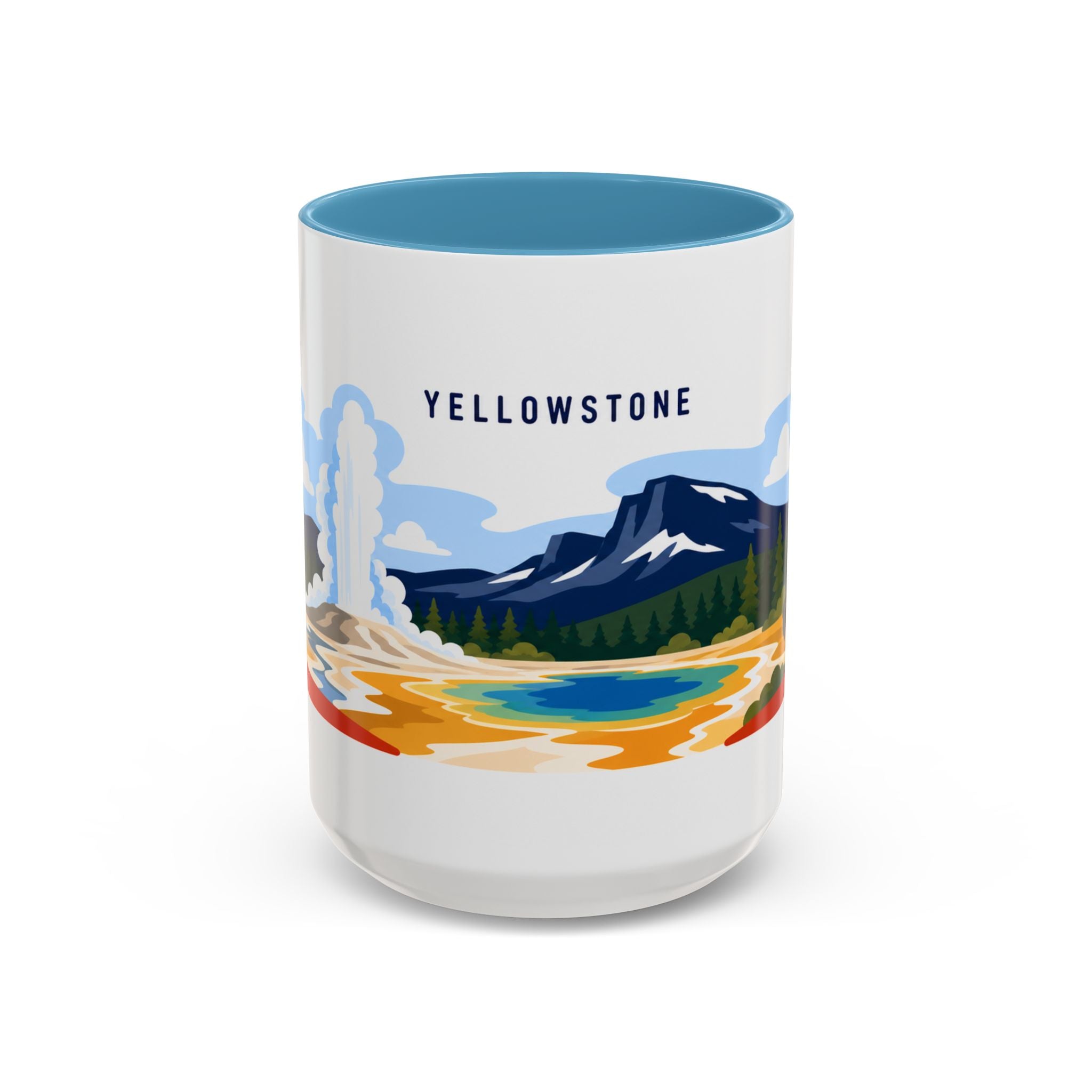 Yellowstone Coffee Mug | Travel Destination Souvenir Gift | Accent Color Ceramic 11oz 15oz