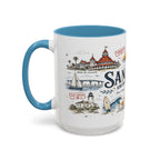 San Diego Coffee Mug | California Souvenir City Gift | Accent Color Ceramic 11oz 15oz
