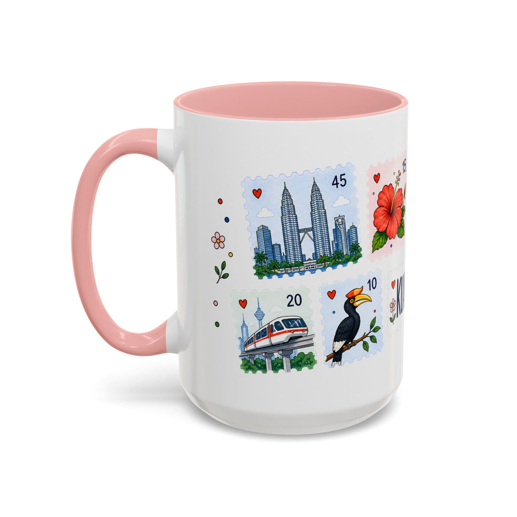 Kuala Lumpur Coffee Mug | Postage Stamp Collage Mug | Travel Souvenir Accent Cup 11oz 15oz
