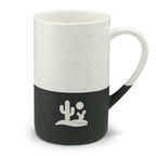Desert Cactus Sunrise Engraved Speckled Ceramic Mug, 13oz, Minimalist Coffee Cup, Gift for Nature Lovers