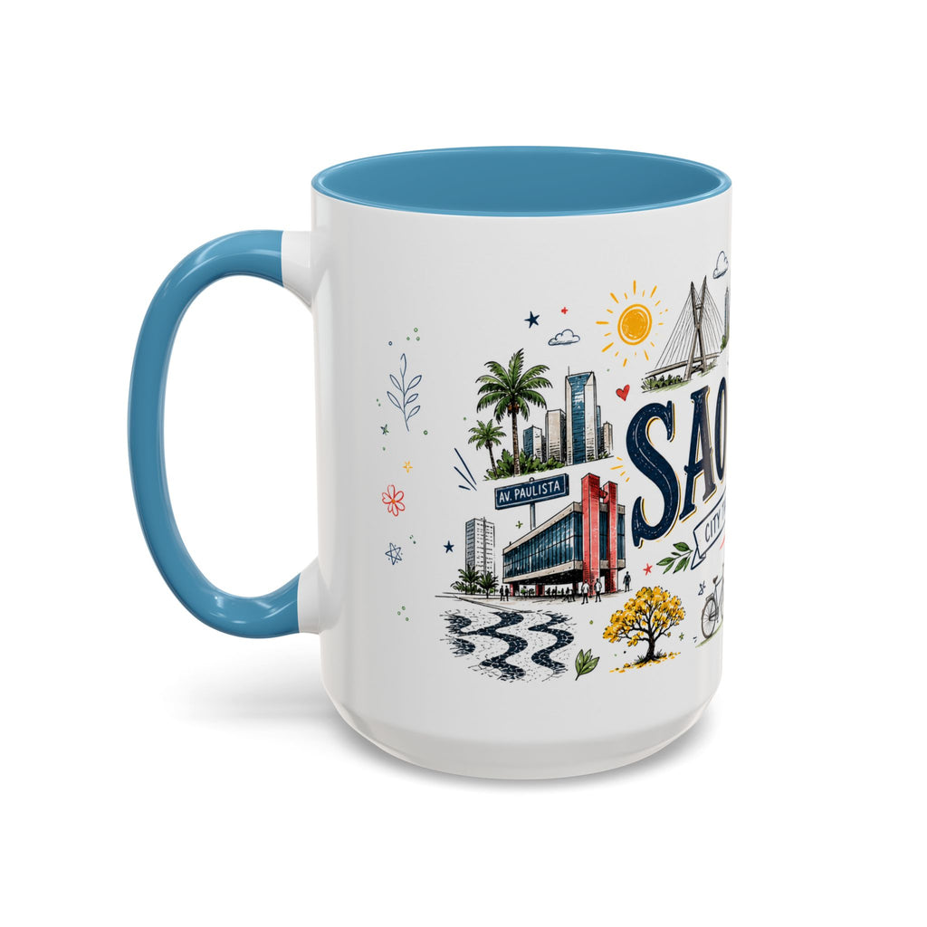 Sao Paulo Coffee Mug | Brazil Souvenir Travel Gift | Accent Color Ceramic 11oz 15oz