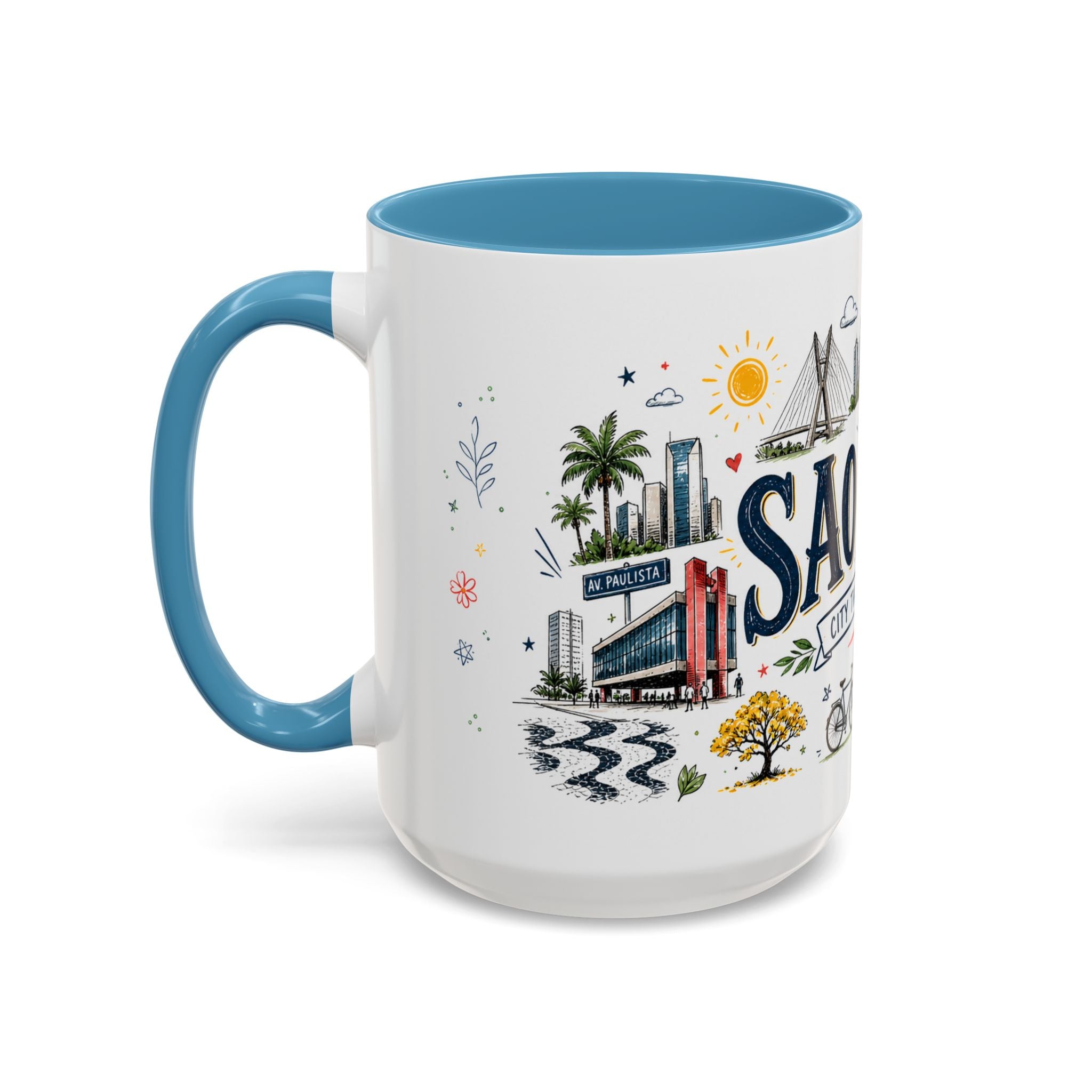 Sao Paulo Coffee Mug | Brazil Souvenir Travel Gift | Accent Color Ceramic 11oz 15oz
