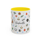 Nashville Christmas Mug | Watercolor City Souvenir, Acoustic Guitar, Harmonica (11oz 15oz)