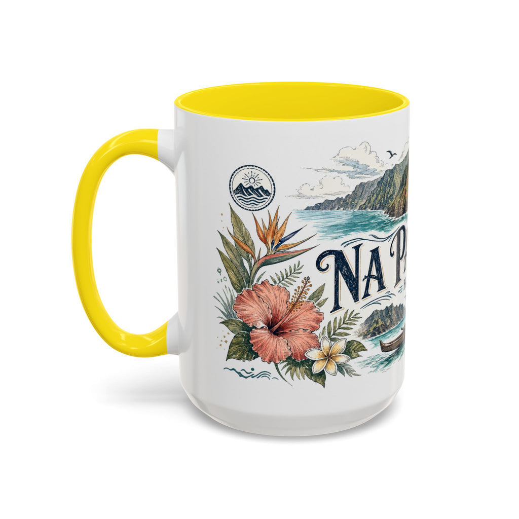 Na Pali Coast Mug, Hawaii Travel Souvenir, Bucket List Gift, Accent Ceramic Coffee Mug 11oz 15oz