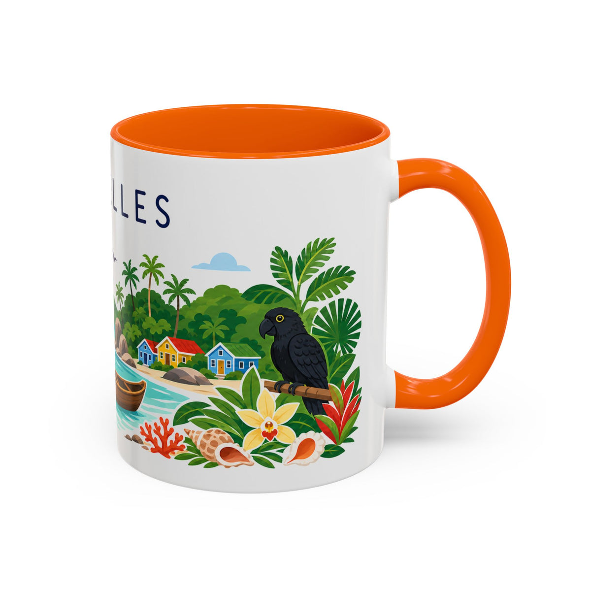 Seychelles Coffee Mug | Travel Destination Souvenir Gift | Accent Color Ceramic 11oz 15oz