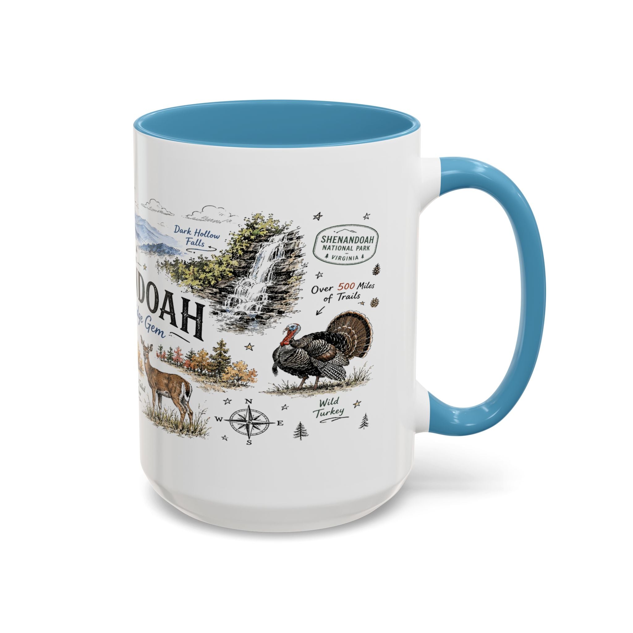 Shenandoah National Park Coffee Mug | Virginia Blue Ridge Hiking Autumn Gift | Accent Color Ceramic 11oz 15oz