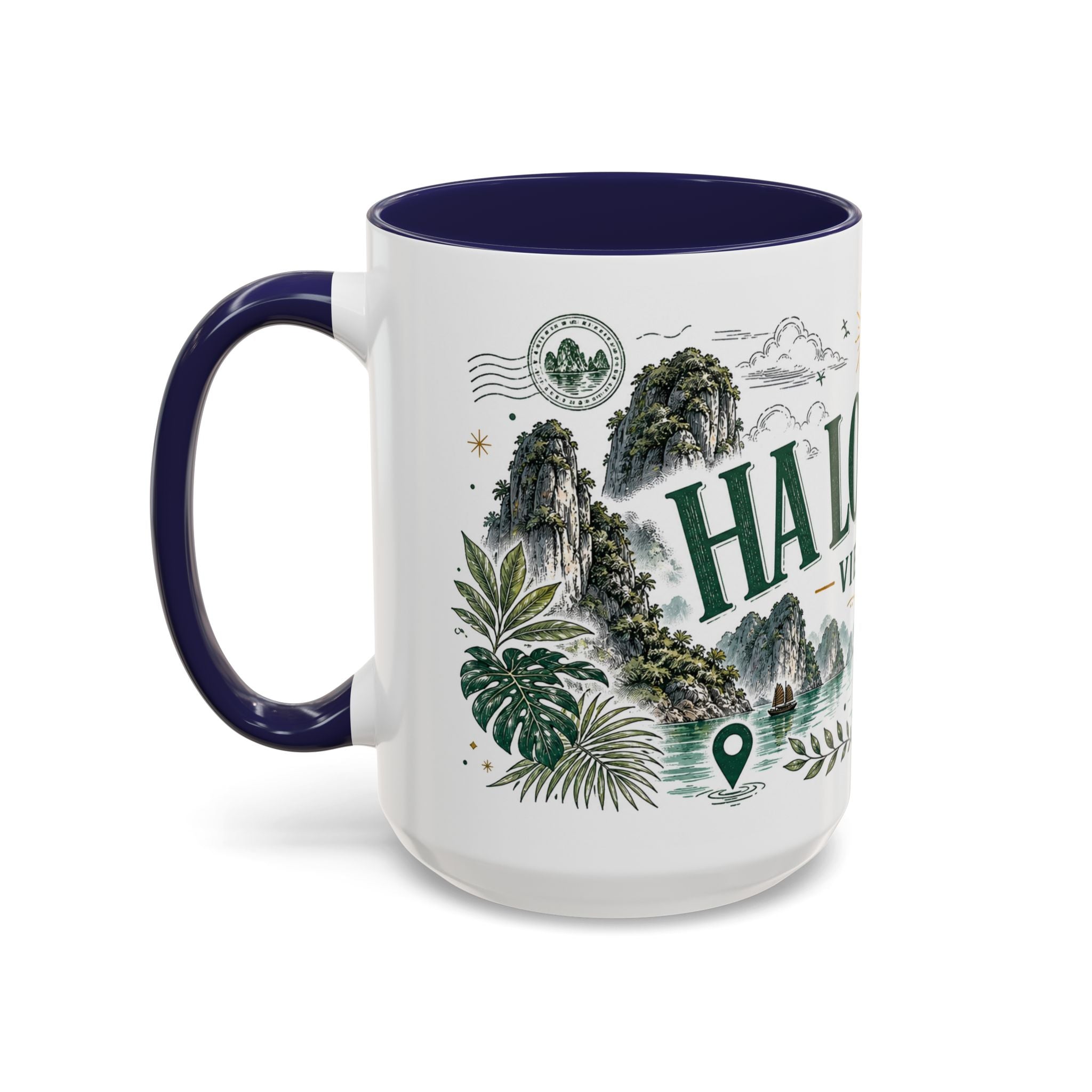 Ha Long Bay Coffee Mug | Travel Destination Souvenir Gift | Accent Color Ceramic 11oz 15oz