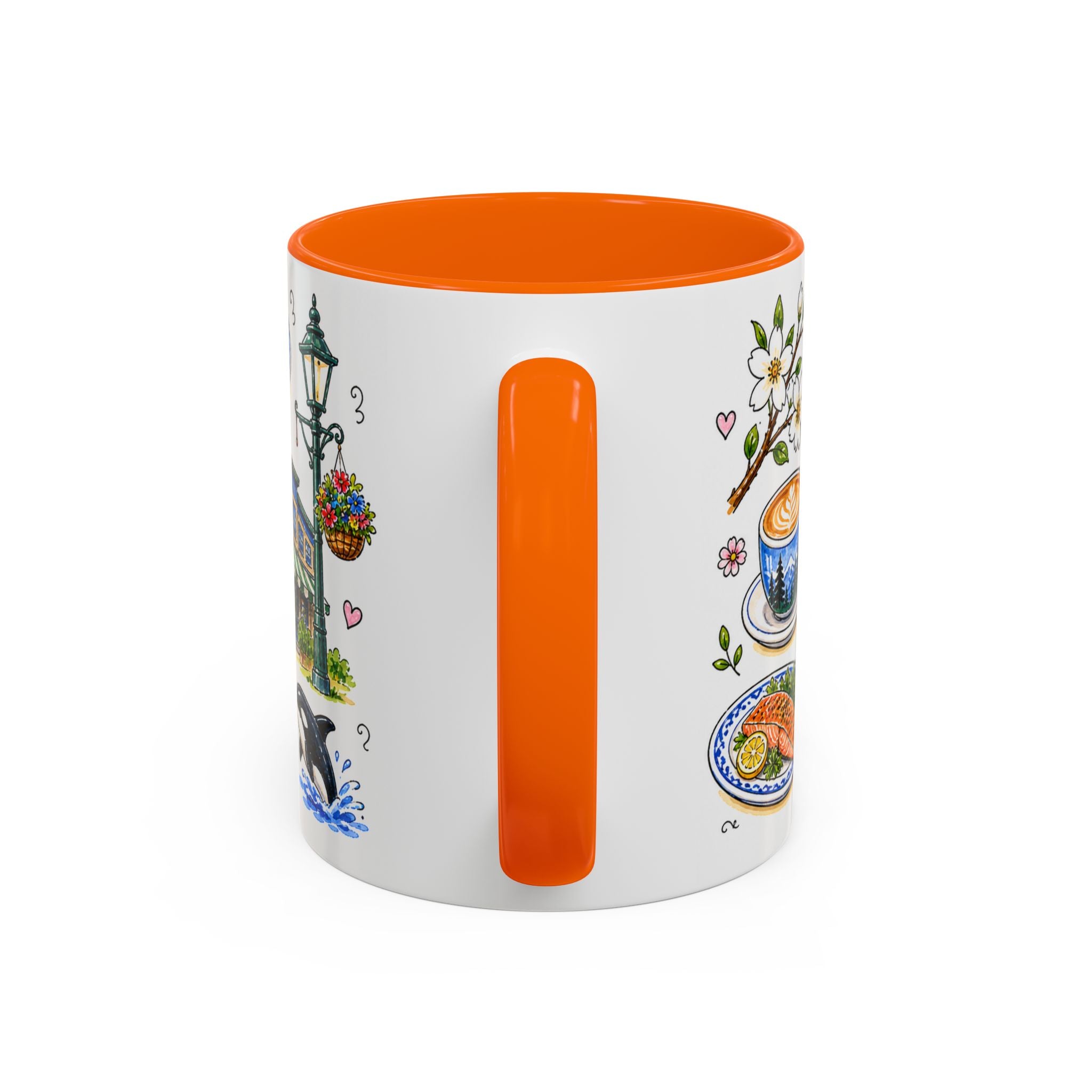 Seattle Illustrated Travel Mug | City Souvenir Accent Coffee Mug | 11oz 15oz Ceramic Cup