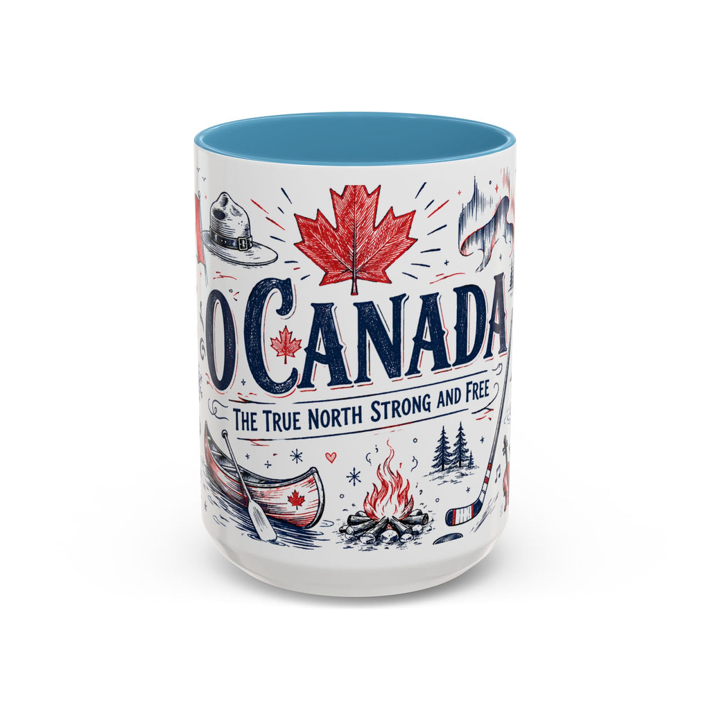 O Canada True North Coffee Mug | Canadian Pride Gift | Accent Color Ceramic 11oz 15oz