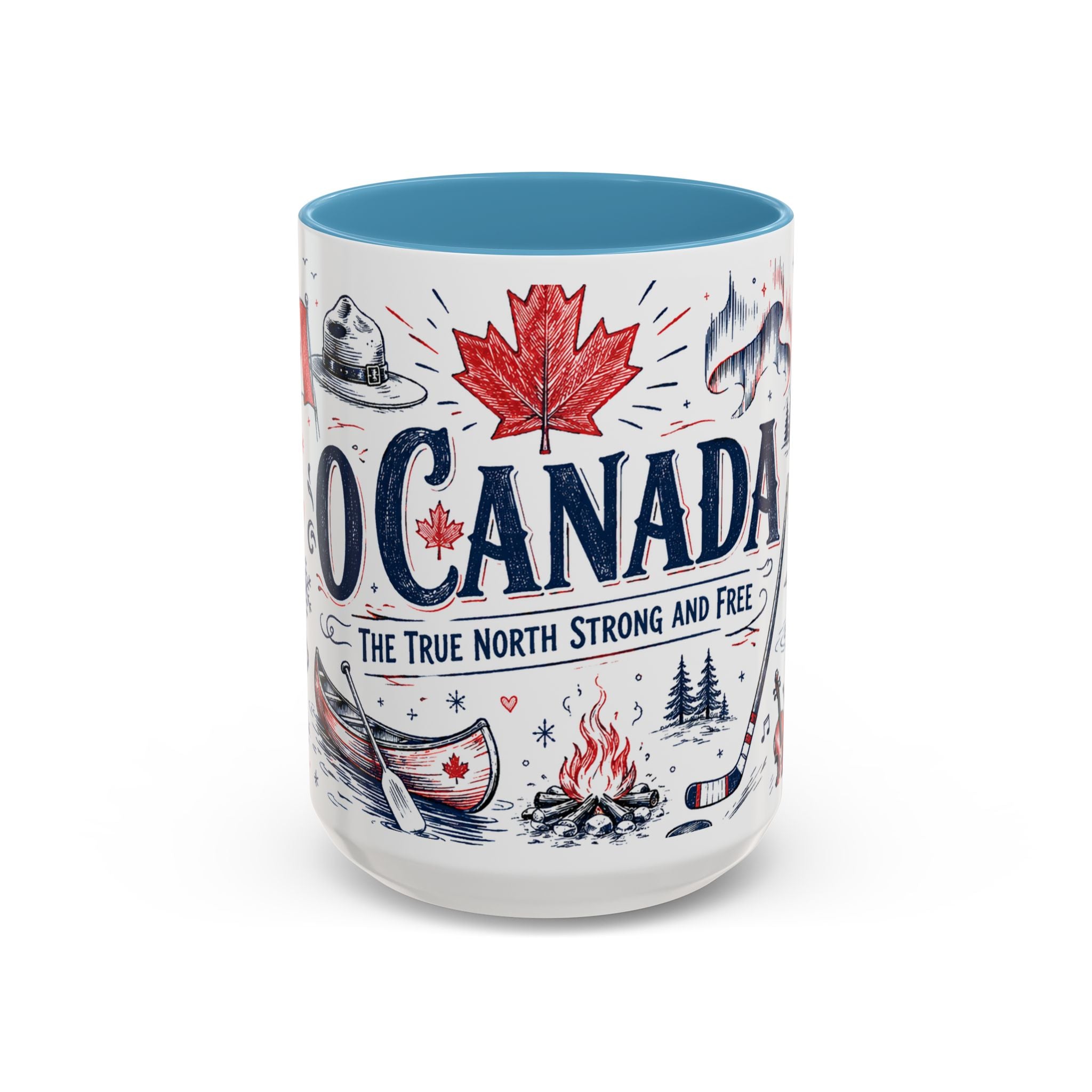 O Canada True North Coffee Mug | Canadian Pride Gift | Accent Color Ceramic 11oz 15oz