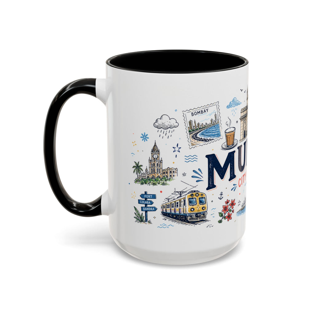 Mumbai Coffee Mug | India Souvenir Travel Gift | Accent Color Ceramic 11oz 15oz