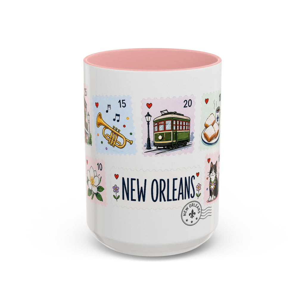 New Orleans Coffee Mug | Postage Stamp Collage Mug | Travel Souvenir Accent Cup 11oz 15oz