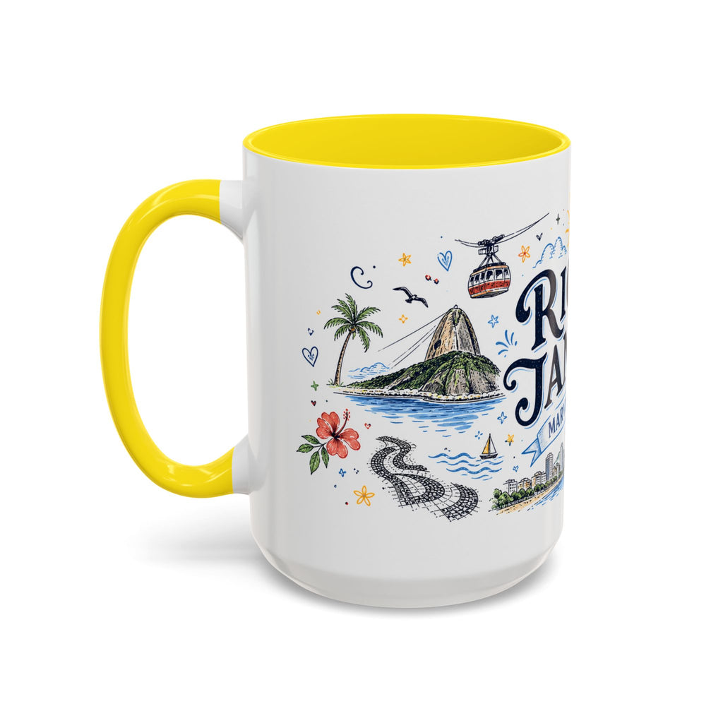 Rio de Janeiro Coffee Mug | Brazil Souvenir Travel Gift | Accent Color Ceramic 11oz 15oz