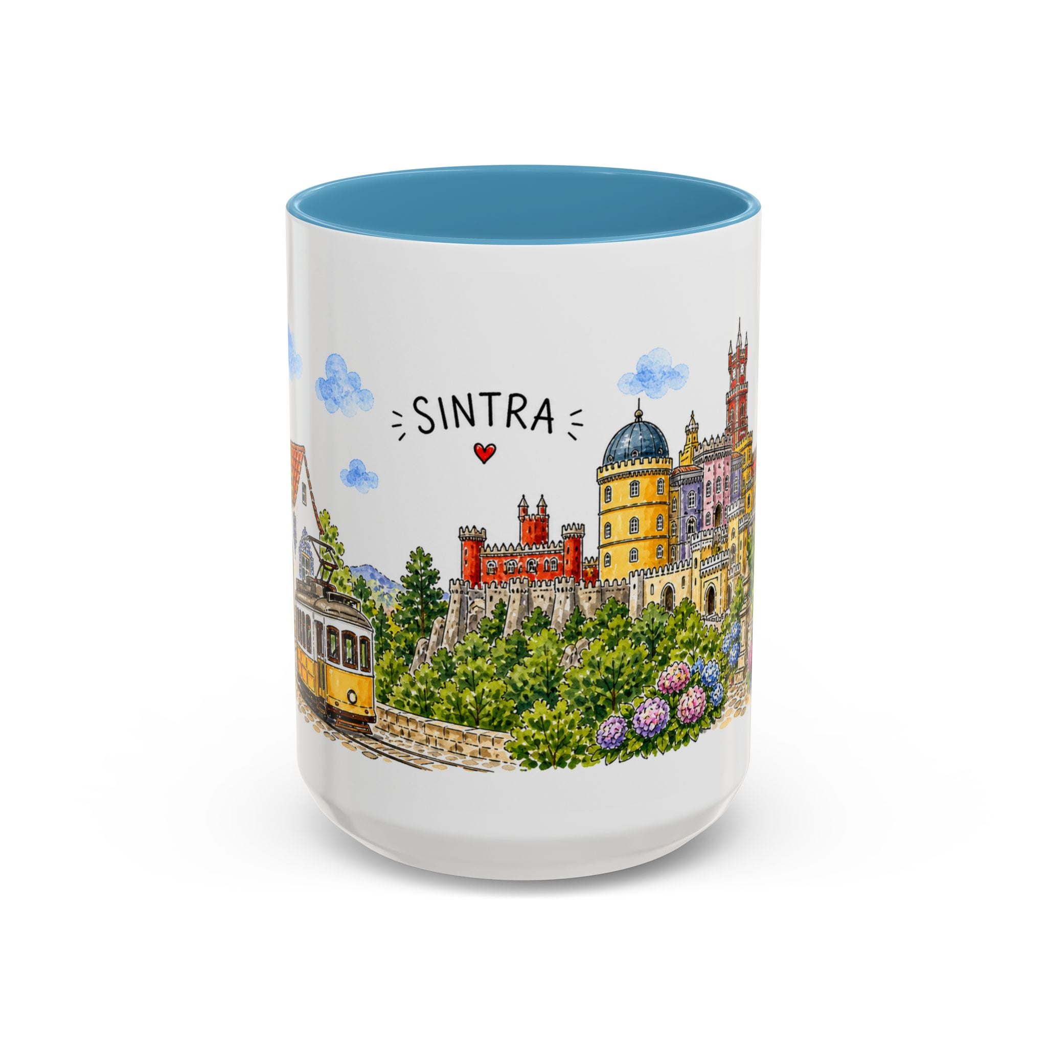 Sintra Illustrated Travel Mug | Portugal Souvenir Accent Coffee Mug | 11oz 15oz Ceramic Cup