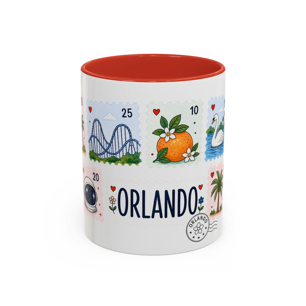 Orlando Coffee Mug | Postage Stamp Collage Mug | Travel Souvenir Accent Cup 11oz 15oz