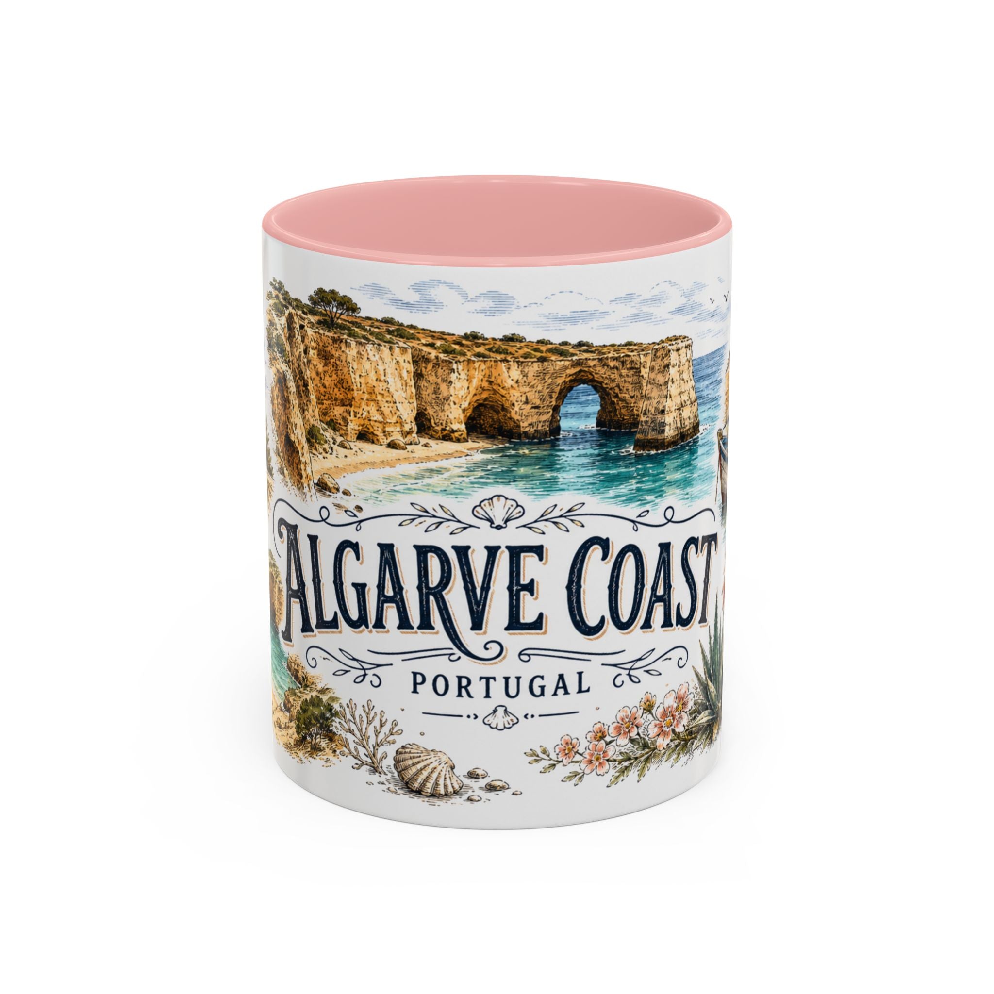 Algarve Coast Mug, Portugal Travel Souvenir, Bucket List Gift, Accent Ceramic Coffee Mug 11oz 15oz