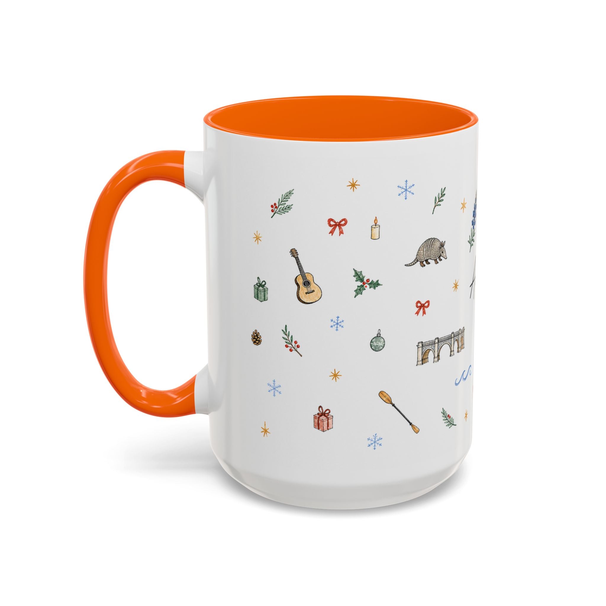 Austin Christmas Mug | Watercolor Travel Souvenir | Holiday Gift | Accent Ceramic Coffee Cup 11oz 15oz