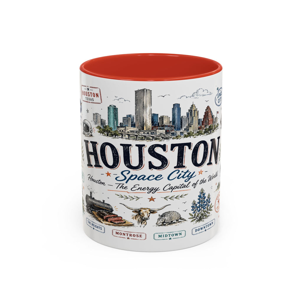 Houston Coffee Mug | Texas Souvenir City Gift | Accent Color Ceramic 11oz 15oz