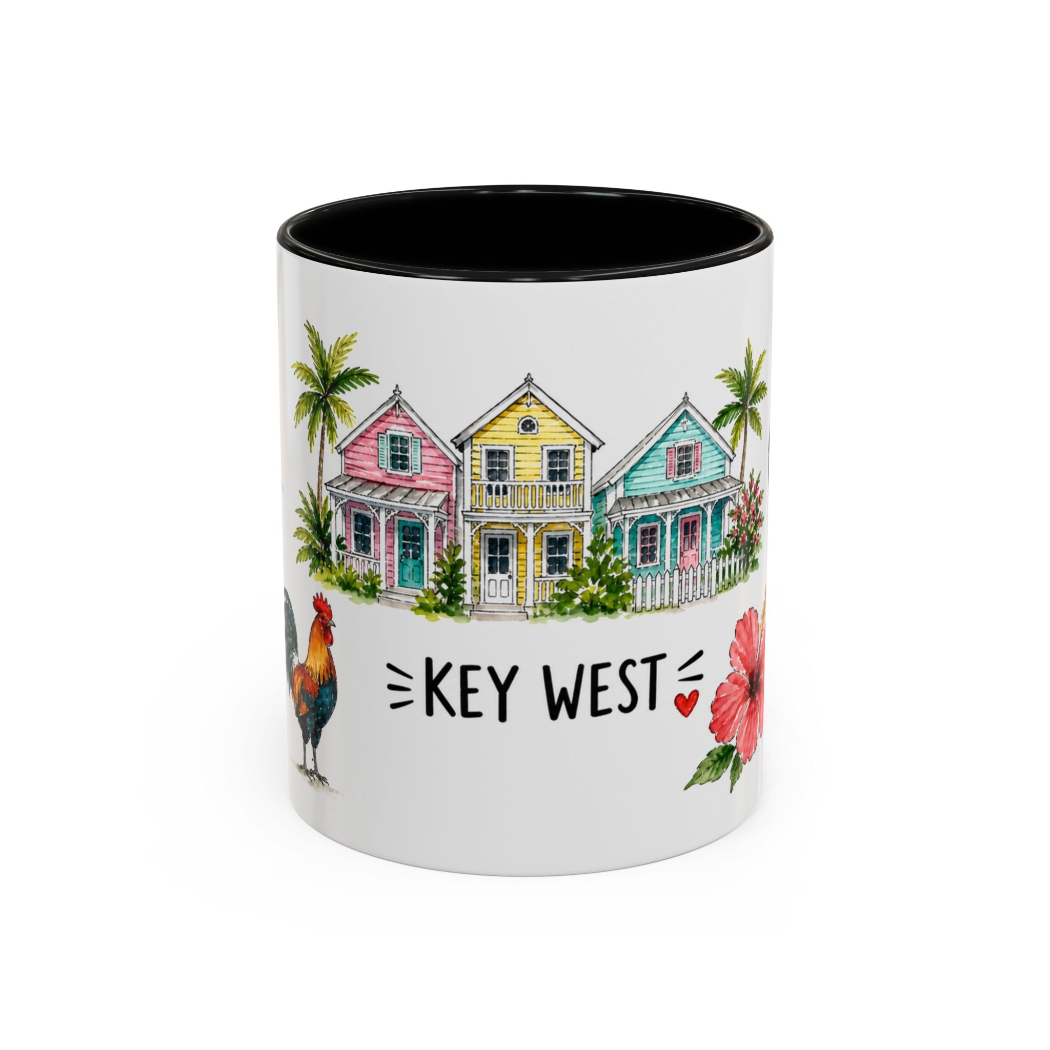 Key West Illustrated Travel Mug | City Souvenir Accent Coffee Mug | 11oz 15oz Ceramic Cup