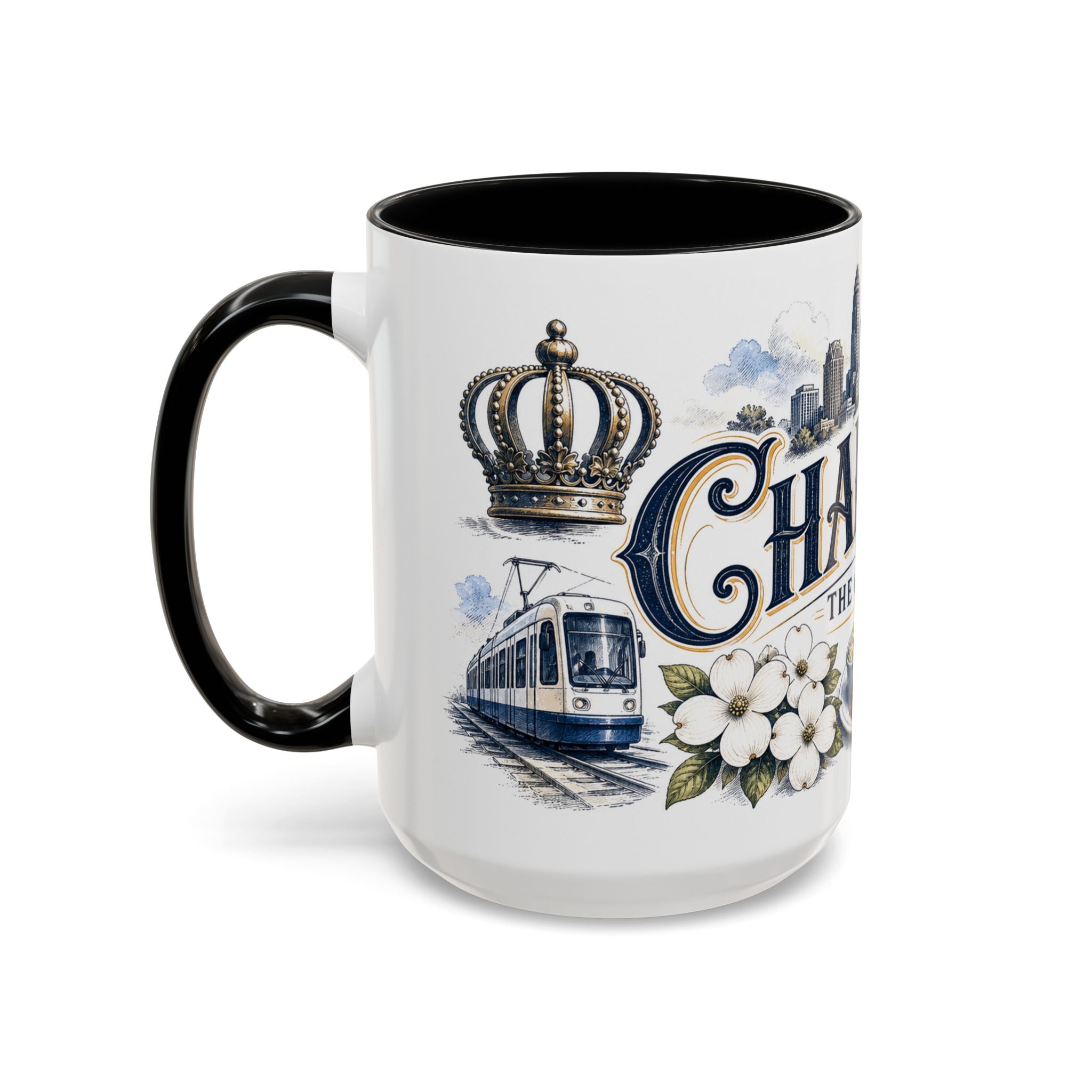 Charlotte Coffee Mug | United States Travel Souvenir | Vintage Illustrated City Gift | 11 oz 15 oz Accent Mug
