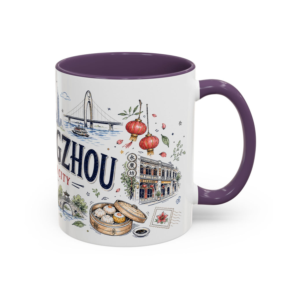 Guangzhou Coffee Mug | China Souvenir Travel Gift | Accent Color Ceramic 11oz 15oz