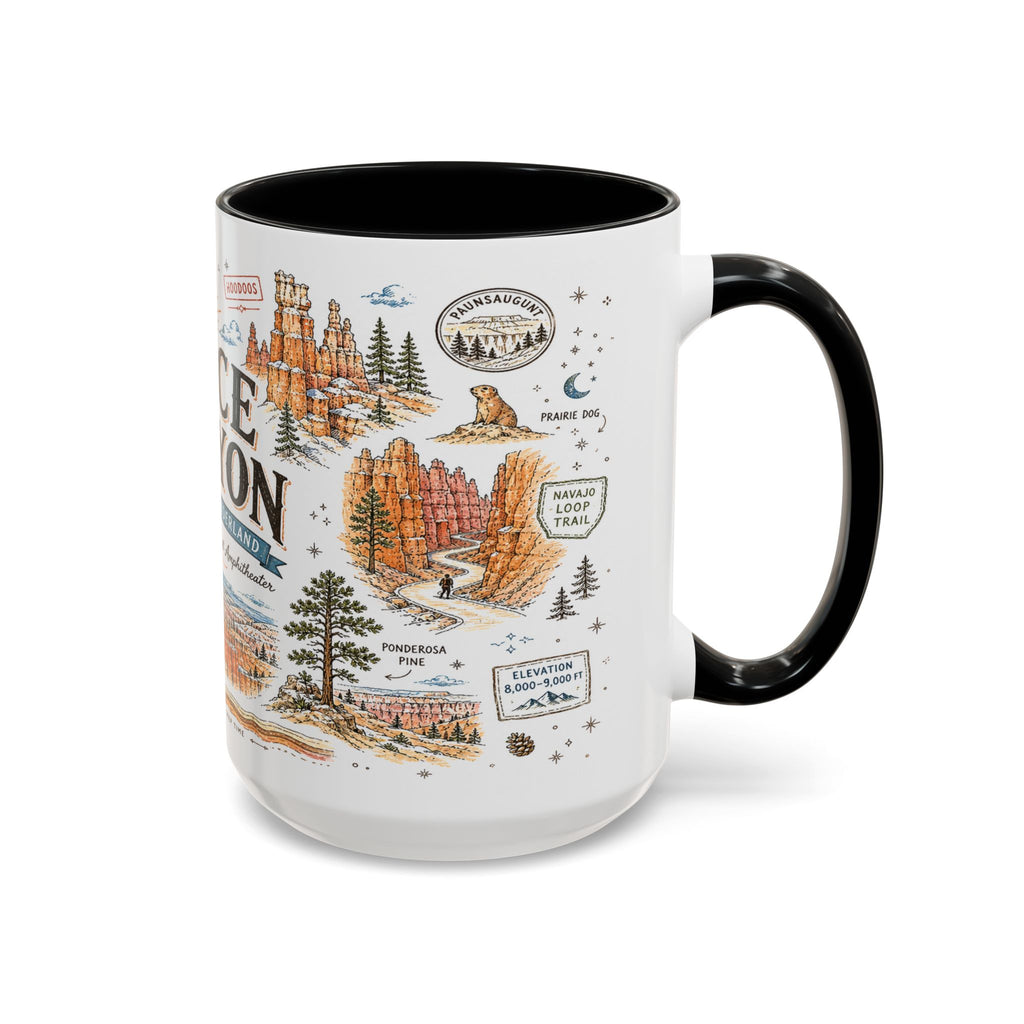 Bryce Canyon Coffee Mug | National Park Hiking Utah Gift | Accent Color Ceramic 11oz 15oz