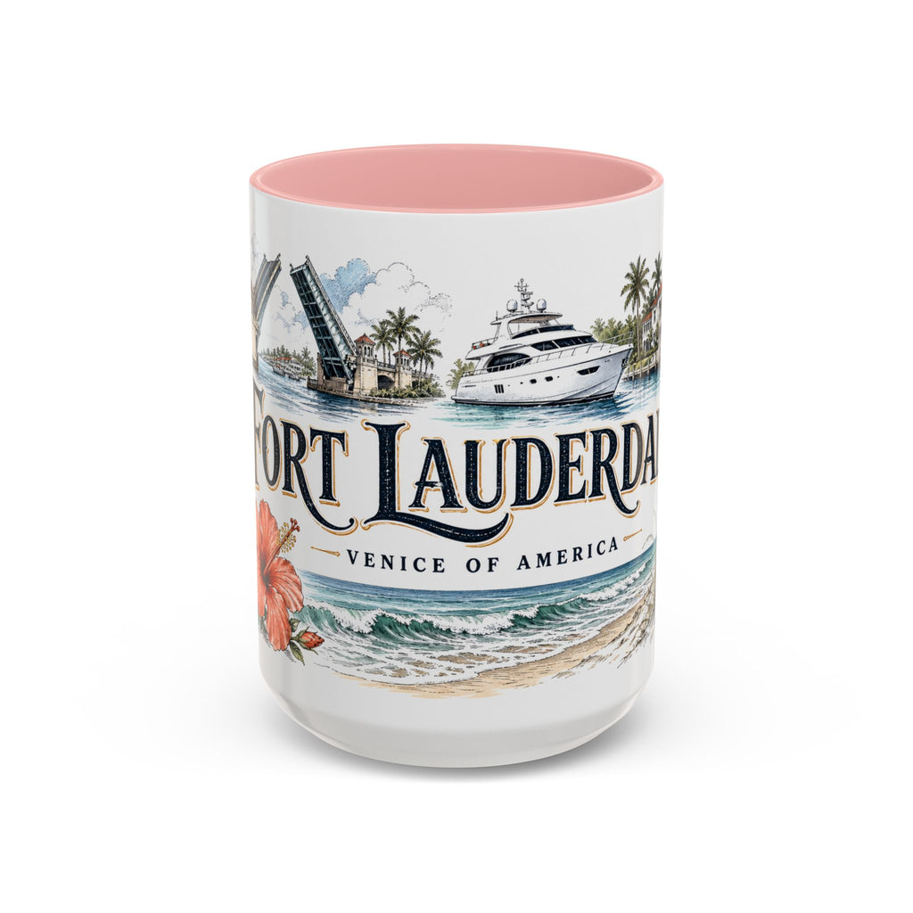 Fort Lauderdale Coffee Mug | United States Travel Souvenir | Vintage Illustrated City Gift | 11 oz 15 oz Accent Mug